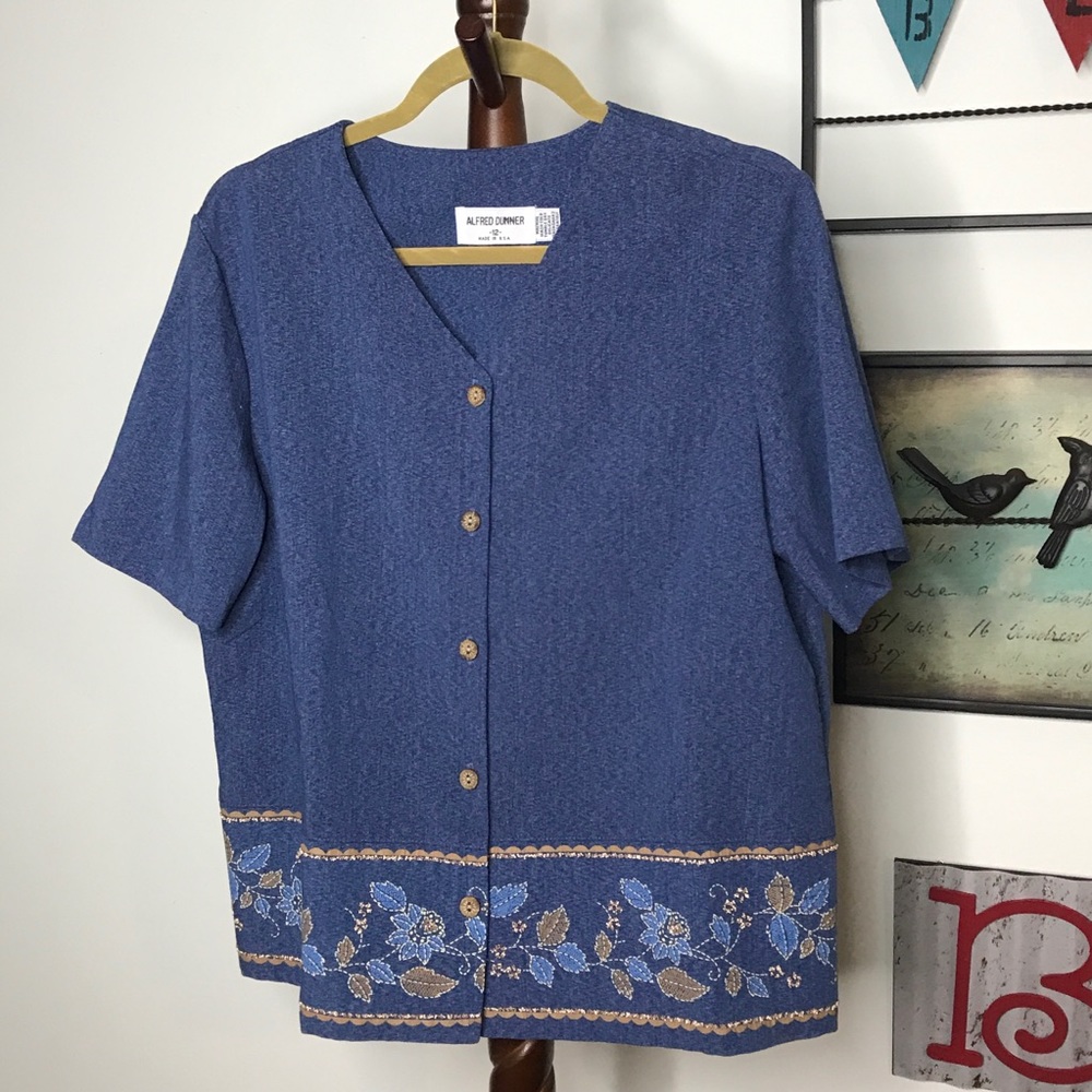 Alfred Dunner Sz 12 Button Front Top